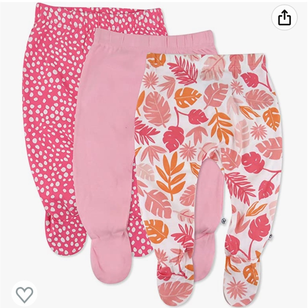 Honest Baby 3 Pack Organic Cotton Footed Harem Pants